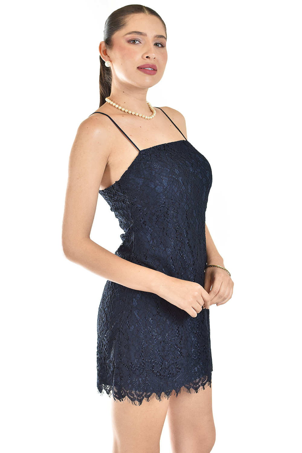 Foto 2 | Vestido Corto De Encaje Roman Fashion /juvenil, 5163 (azul Marino)