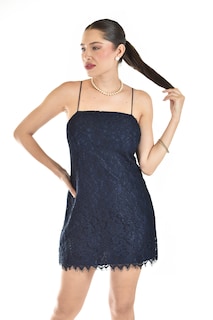 Foto 5 | Vestido Corto De Encaje Roman Fashion /juvenil, 5163 (azul Marino)