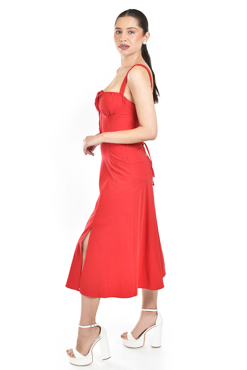 Foto 3 pulgar | Vestido Midi Con Espalda Ajustable Roman Fashion /juvenil, 5811 (rojo)