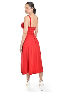 Foto 3 | Vestido Midi Con Espalda Ajustable Roman Fashion /juvenil, 5811 (rojo)