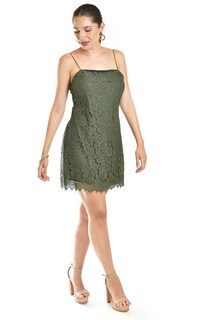 Foto 2 | Vestido Corto De Encaje Roman Fashion /juvenil, 5163 (verde Militar)