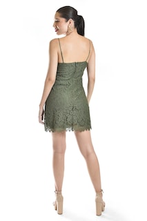 Foto 3 | Vestido Corto De Encaje Roman Fashion /juvenil, 5163 (verde Militar)