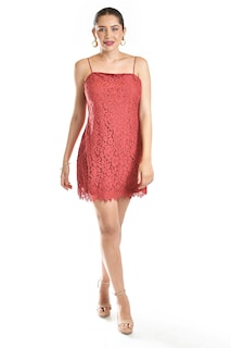 Foto 1 | Vestido Corto De Encaje Roman Fashion /juvenil, 5163 (rojo)