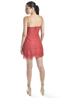 Foto 3 | Vestido Corto De Encaje Roman Fashion /juvenil, 5163 (rojo)