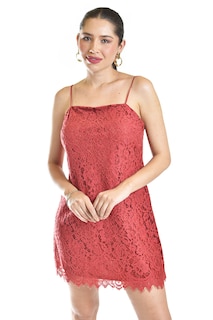 Foto 5 | Vestido Corto De Encaje Roman Fashion /juvenil, 5163 (rojo)