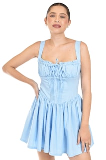 Foto 4 | Vestido De Corset Fruncido Roman Fashion /juvenil, 5746 (azul Cielo)