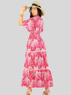 Foto 3 | Vestido Largo Casual Mujer Fresco Cómodo Ves-1018 Rojo Primavera Verano