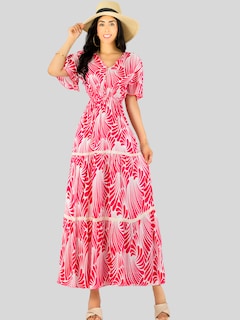 Foto 4 | Vestido Largo Casual Mujer Fresco Cómodo Ves-1018 Rojo Primavera Verano