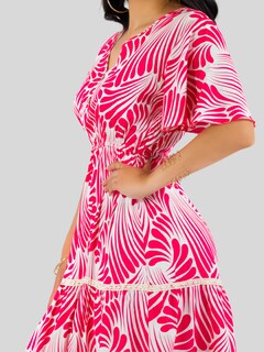 Foto 5 | Vestido Largo Casual Mujer Fresco Cómodo Ves-1018 Rojo Primavera Verano