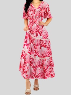 Foto 6 | Vestido Largo Casual Mujer Fresco Cómodo Ves-1018 Rojo Primavera Verano