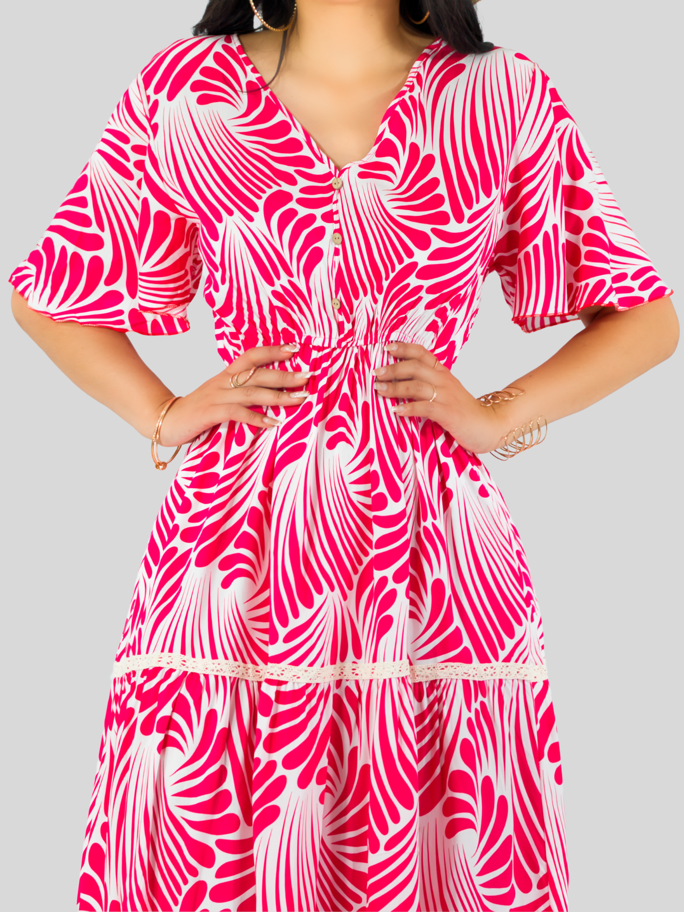 Foto 8 pulgar | Vestido Largo Casual Mujer Fresco Cómodo Ves-1018 Rojo Primavera Verano