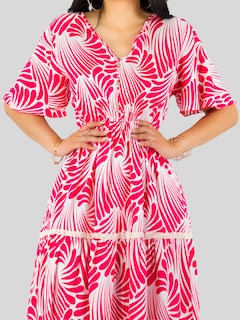 Foto 7 | Vestido Largo Casual Mujer Fresco Cómodo Ves-1018 Rojo Primavera Verano