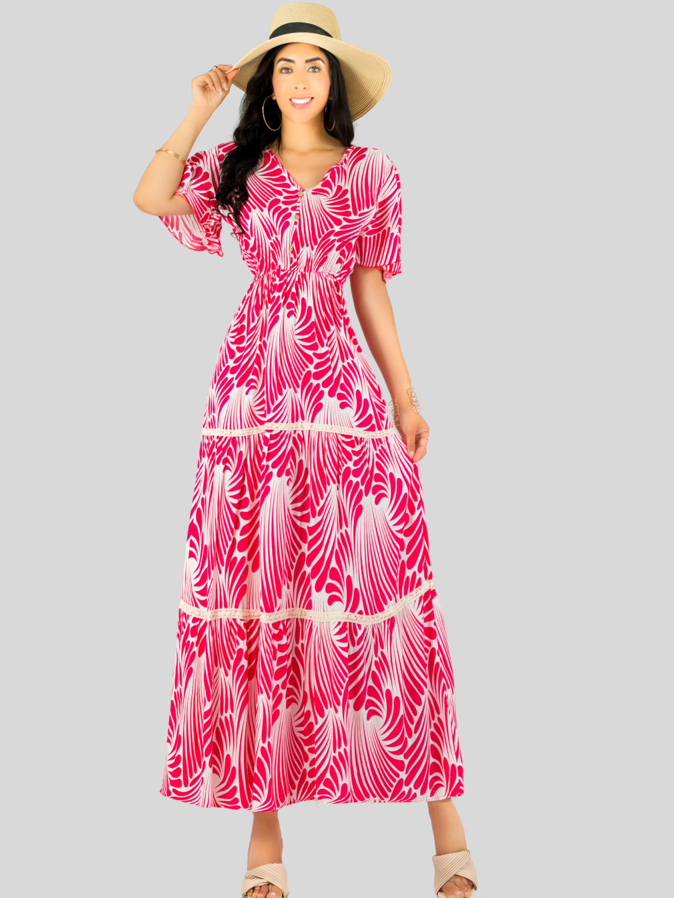 Foto 5 pulgar | Vestido Largo Casual Mujer Fresco Cómodo Ves-1018 Rojo Primavera Verano