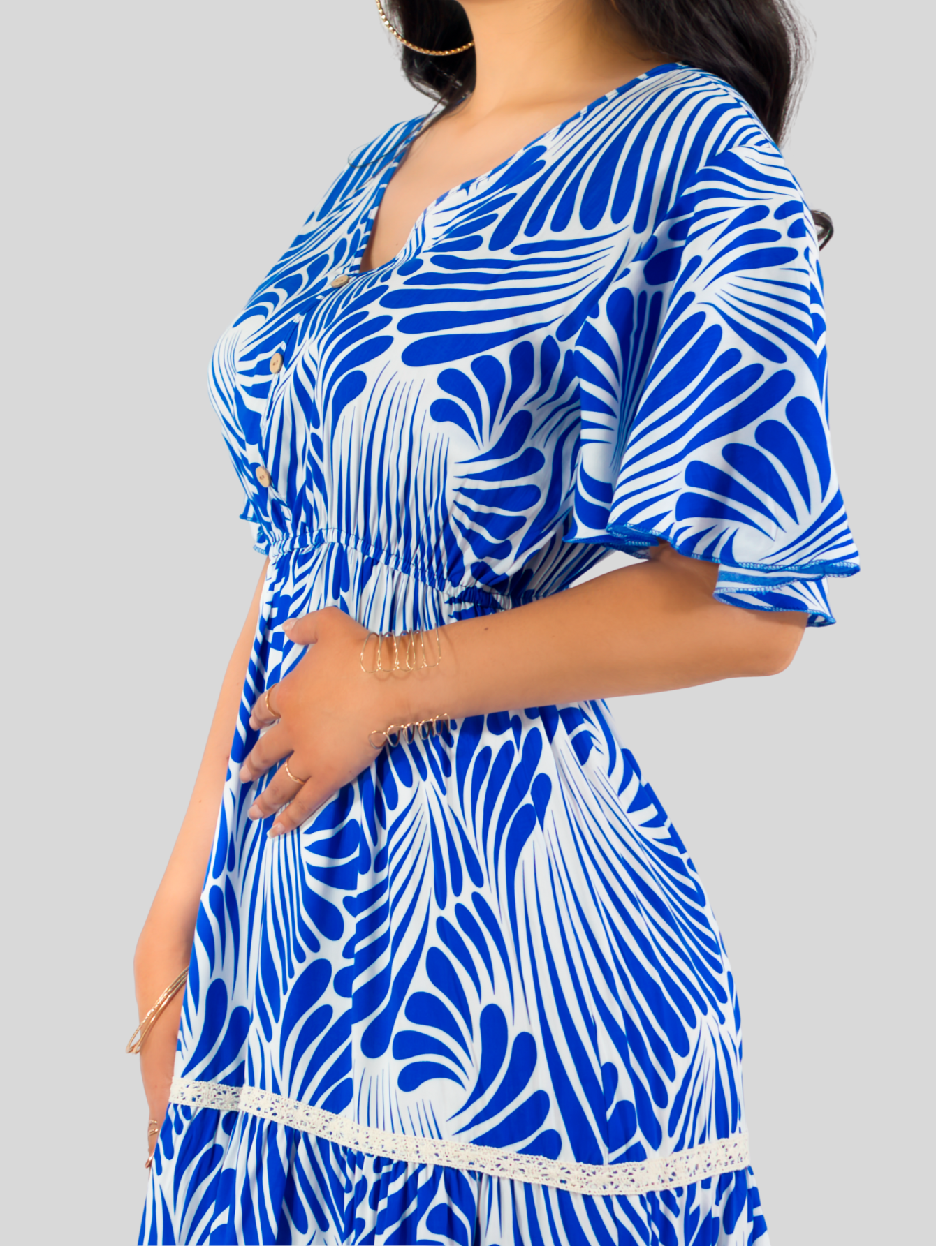 Foto 6 pulgar | Vestido Largo Casual Mujer Fresco Cómodo Ves-1018 Azul Primavera Verano