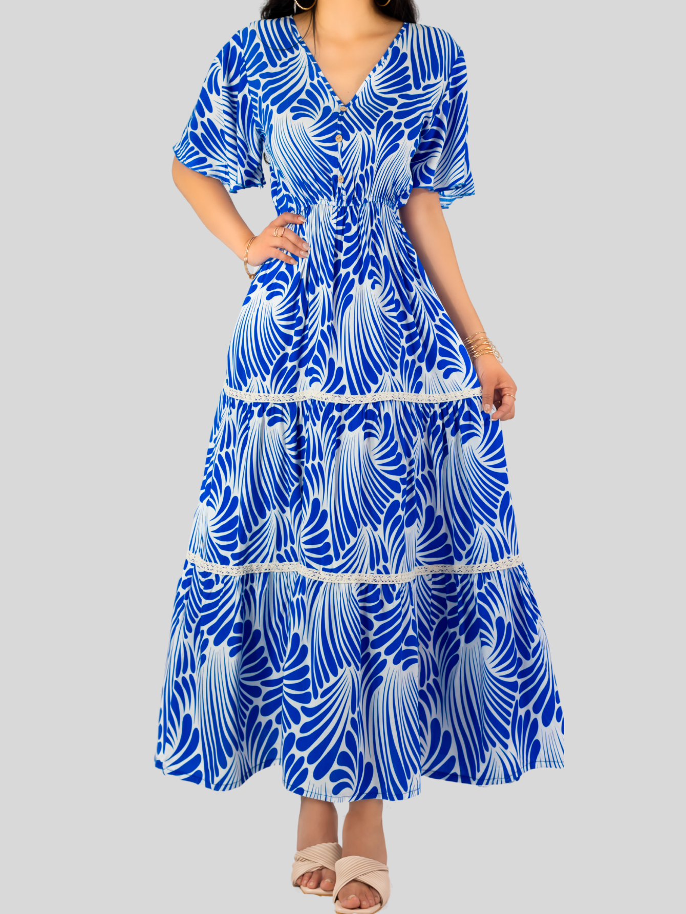 Foto 7 pulgar | Vestido Largo Casual Mujer Fresco Cómodo Ves-1018 Azul Primavera Verano