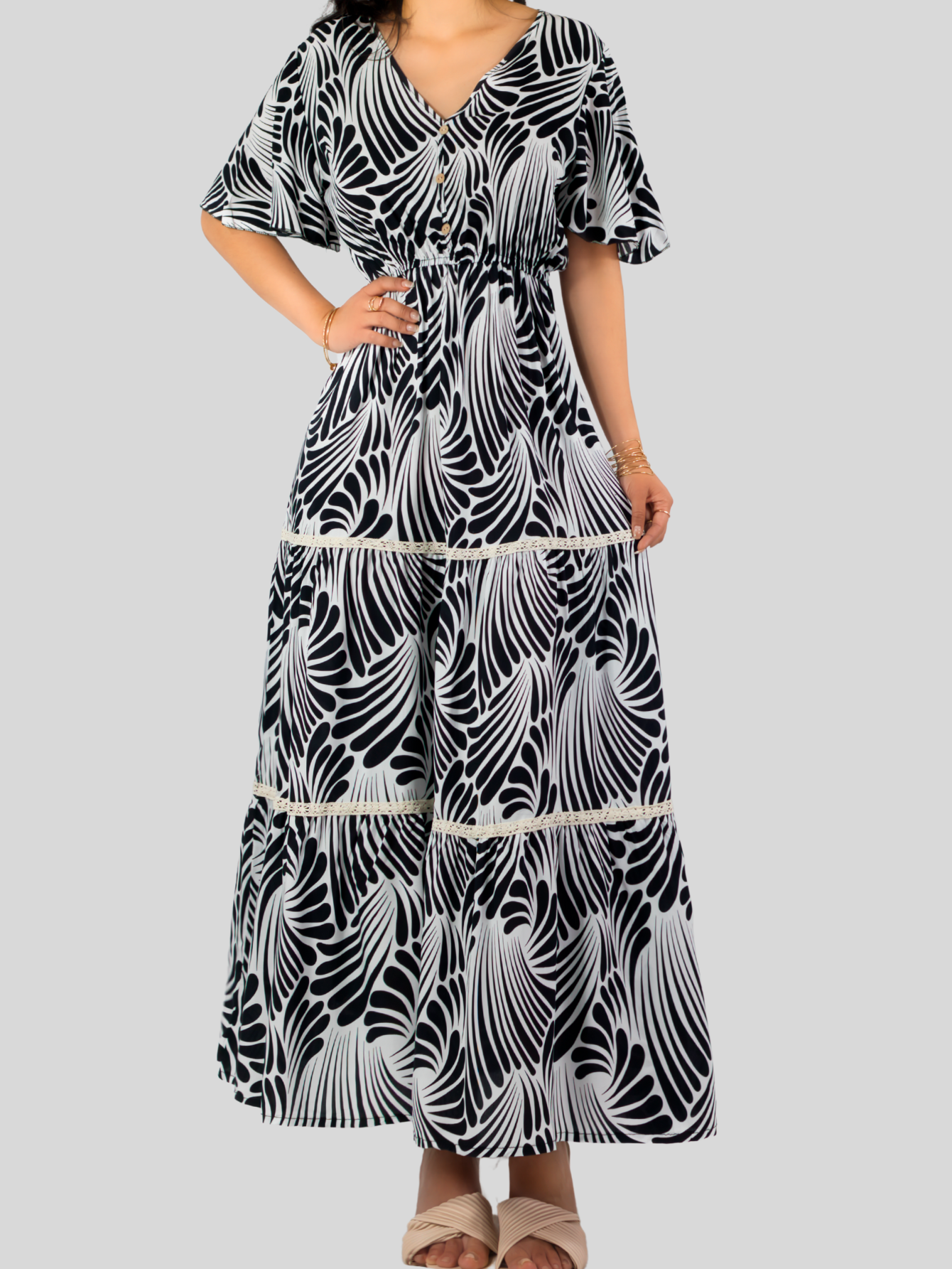 Foto 7 pulgar | Vestido Largo Casual Mujer Fresco Cómodo Ves-1018 Negro Primavera Verano