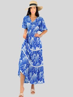 Foto 4 | Vestido Largo Casual Mujer Fresco Cómodo Ves-1018 Azul Primavera Verano