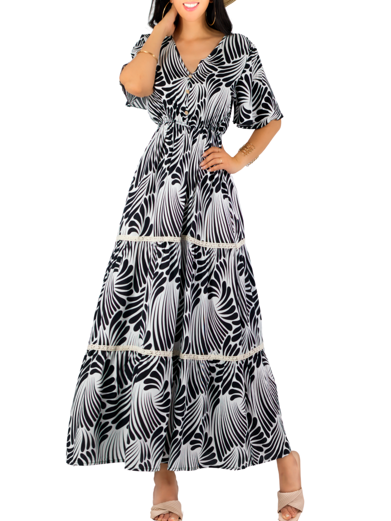 Foto 2 pulgar | Vestido Largo Casual Mujer Fresco Cómodo Ves-1018 Negro Primavera Verano