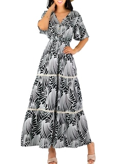 Foto 1 | Vestido Largo Casual Mujer Fresco Cómodo Ves-1018 Negro Primavera Verano