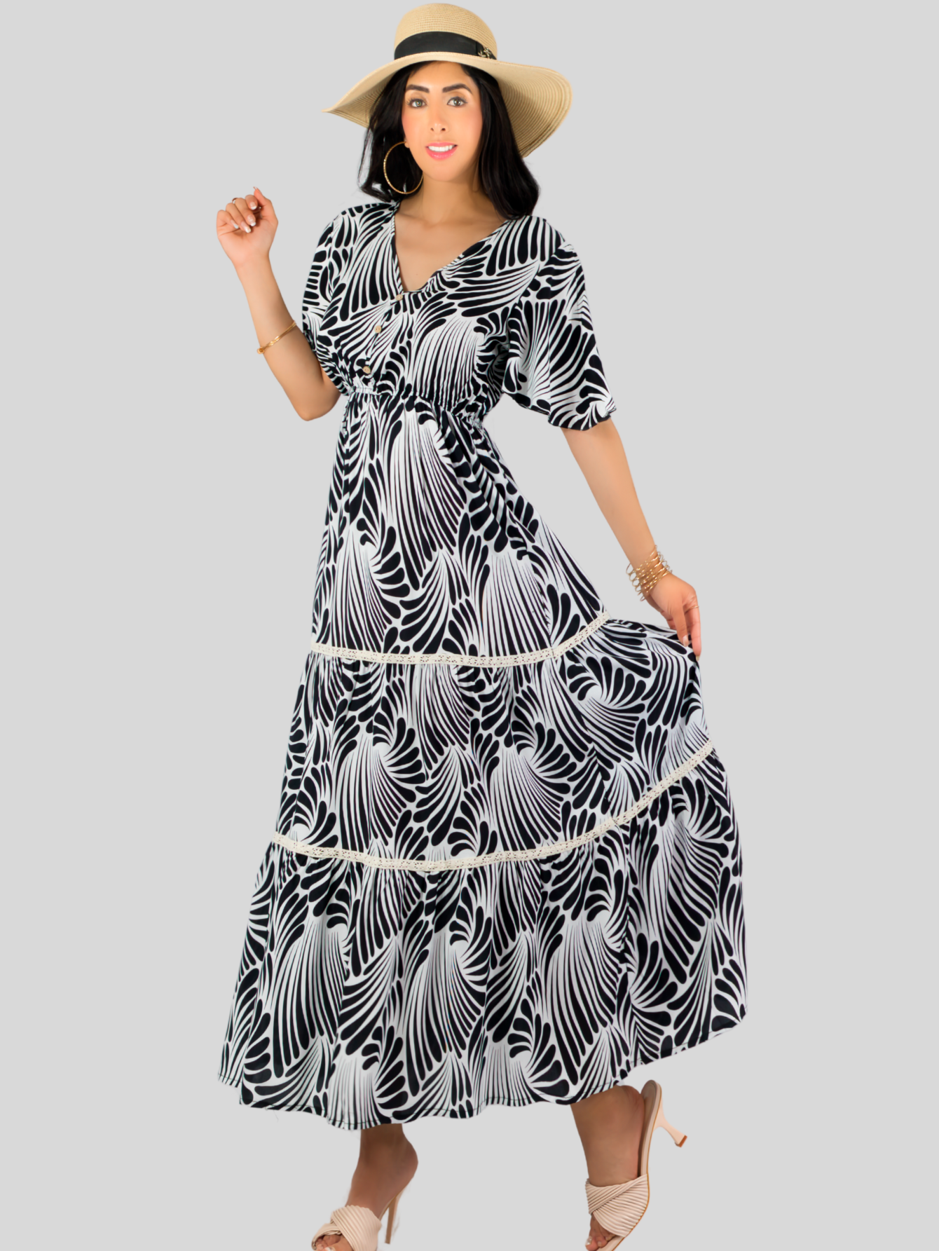 Foto 3 pulgar | Vestido Largo Casual Mujer Fresco Cómodo Ves-1018 Negro Primavera Verano