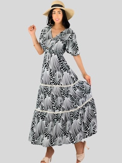 Foto 2 | Vestido Largo Casual Mujer Fresco Cómodo Ves-1018 Negro Primavera Verano