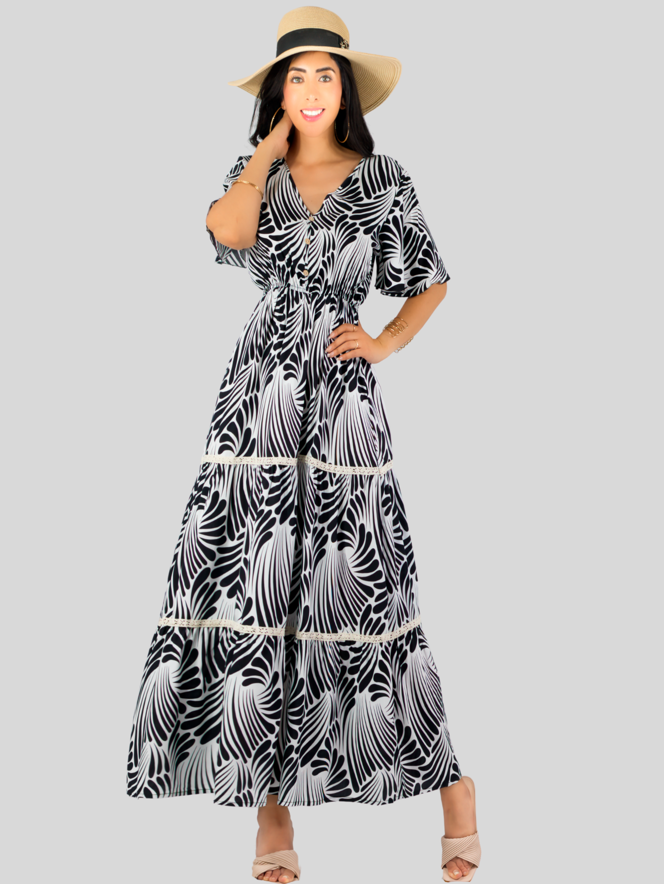 Foto 5 pulgar | Vestido Largo Casual Mujer Fresco Cómodo Ves-1018 Negro Primavera Verano
