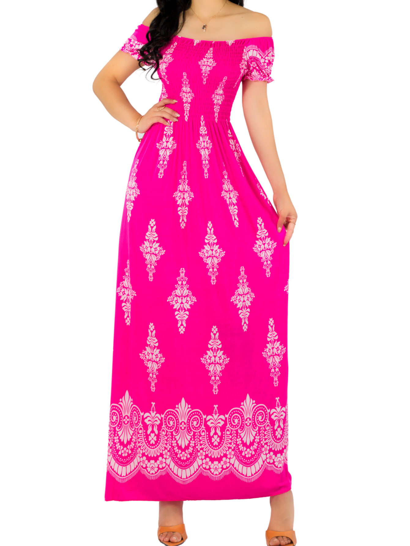 Vestido Maxi Casual Mujer Largo Cómodo Ves-1024 Fucsia Estilo Boho