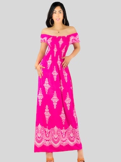 Foto 2 | Vestido Maxi Casual Mujer Largo Cómodo Ves-1024 Fucsia Estilo Boho