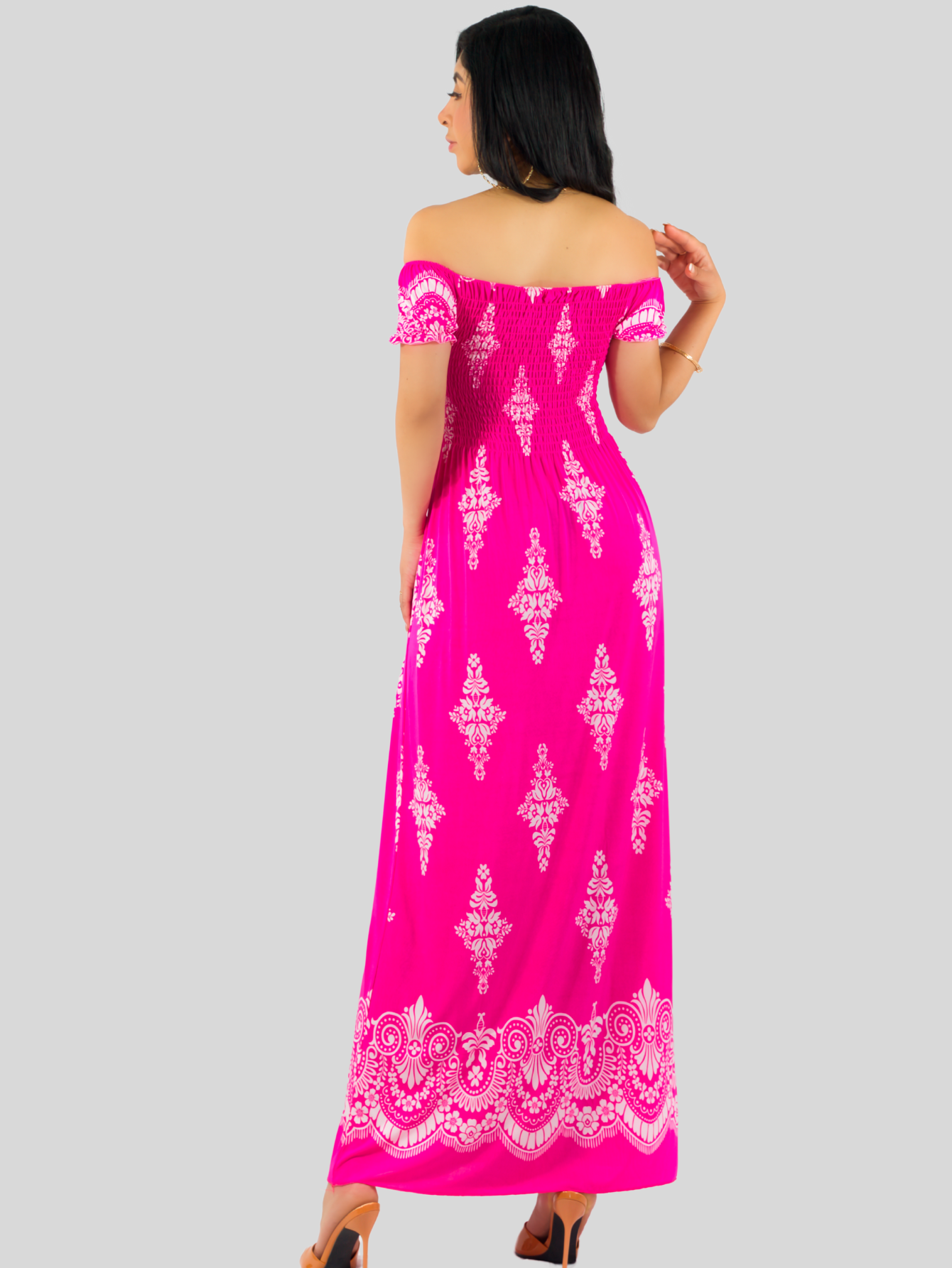 Foto 4 pulgar | Vestido Maxi Casual Mujer Largo Cómodo Ves-1024 Fucsia Estilo Boho
