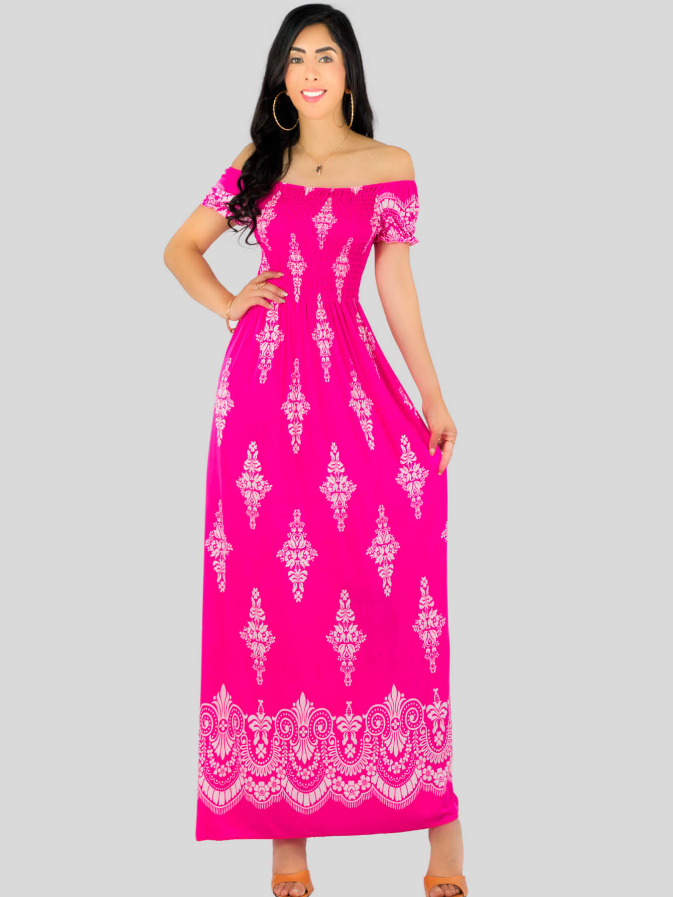 Foto 5 pulgar | Vestido Maxi Casual Mujer Largo Cómodo Ves-1024 Fucsia Estilo Boho