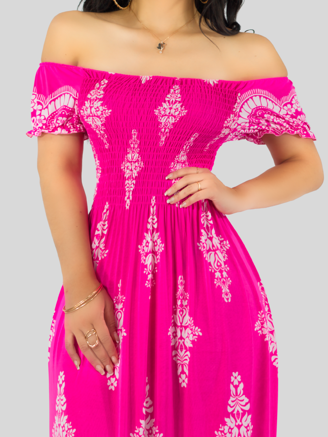 Foto 8 pulgar | Vestido Maxi Casual Mujer Largo Cómodo Ves-1024 Fucsia Estilo Boho