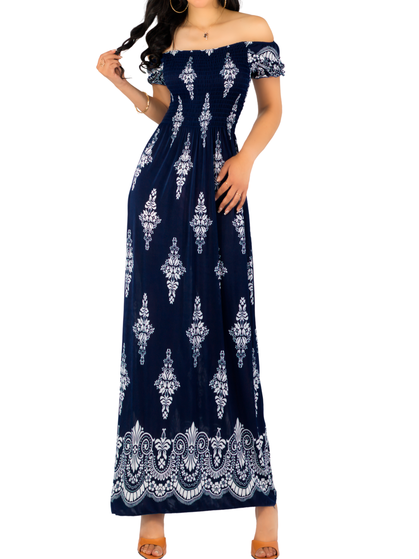 Foto 1 | Vestido Maxi Casual Mujer Largo Cómodo Ves-1024 Marino Estilo Boho