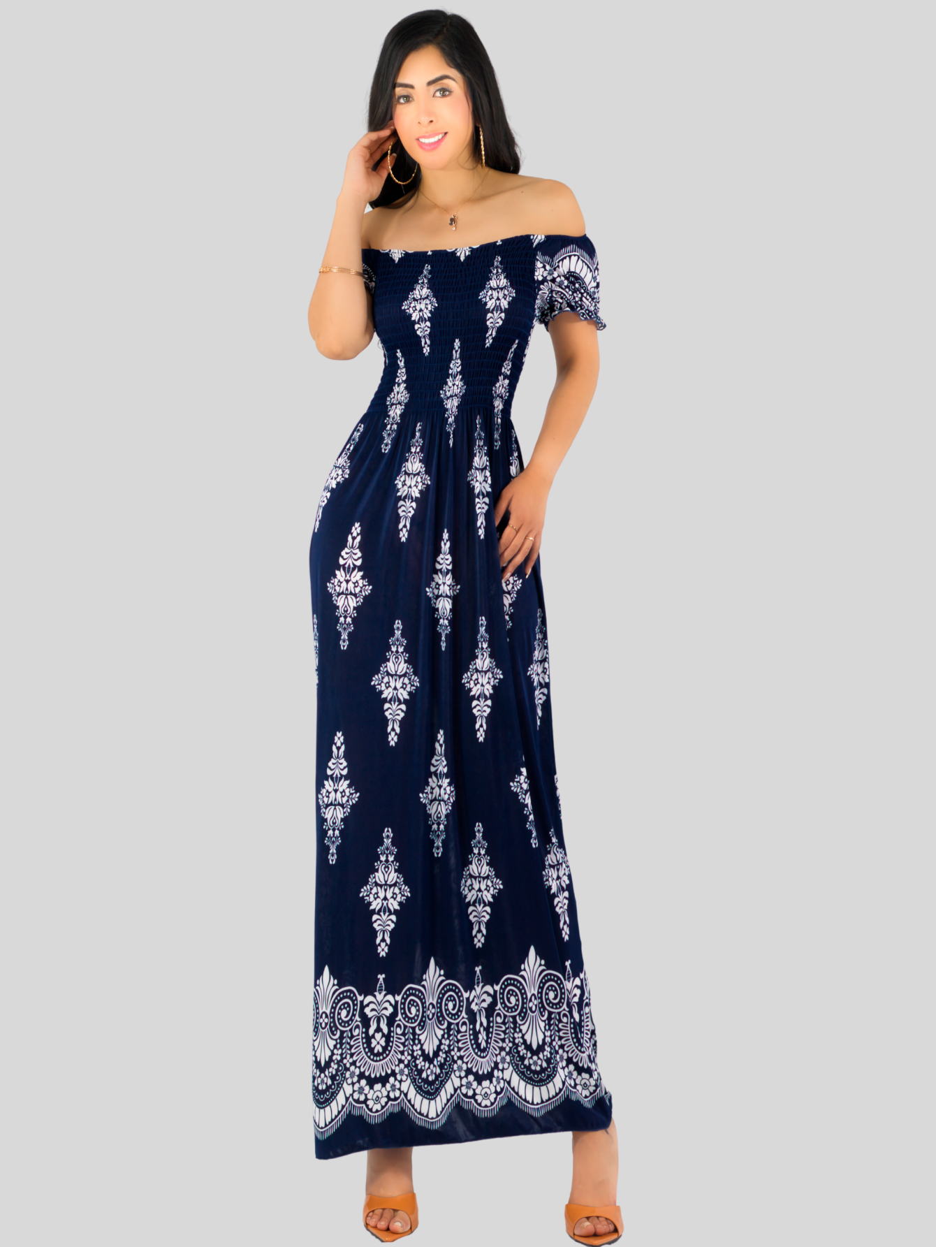 Foto 3 pulgar | Vestido Maxi Casual Mujer Largo Cómodo Ves-1024 Marino Estilo Boho