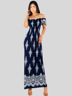 Foto 2 | Vestido Maxi Casual Mujer Largo Cómodo Ves-1024 Marino Estilo Boho