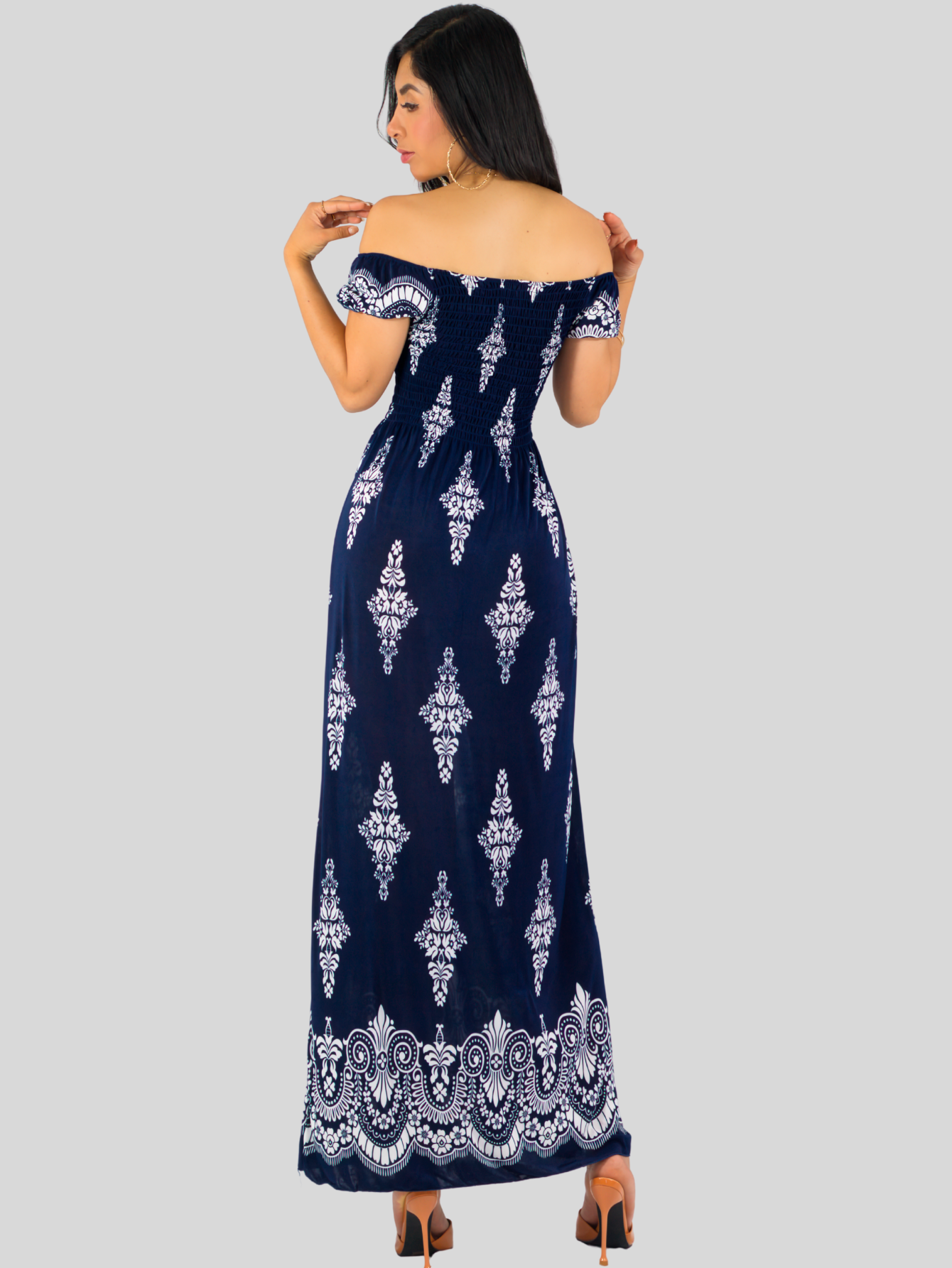 Foto 3 | Vestido Maxi Casual Mujer Largo Cómodo Ves-1024 Marino Estilo Boho