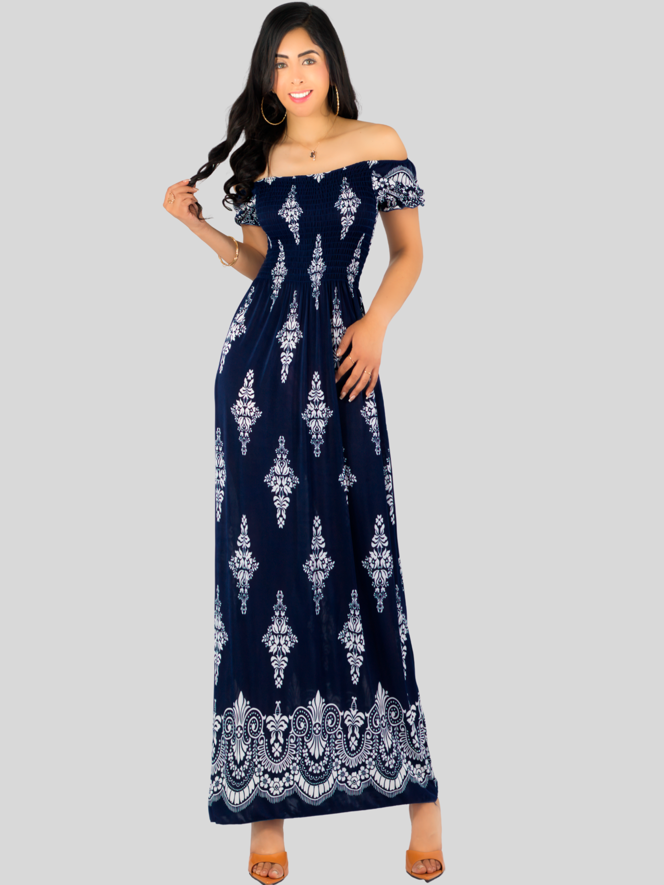 Foto 4 | Vestido Maxi Casual Mujer Largo Cómodo Ves-1024 Marino Estilo Boho