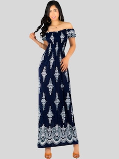 Foto 4 | Vestido Maxi Casual Mujer Largo Cómodo Ves-1024 Marino Estilo Boho