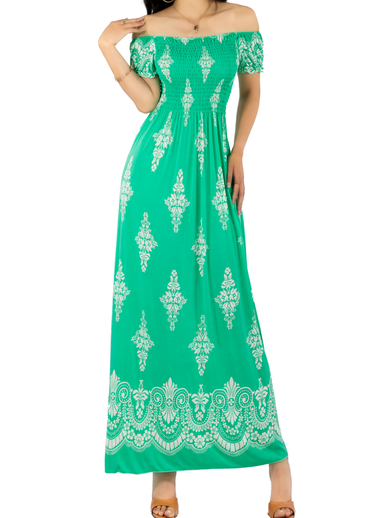 Vestido Maxi Casual Mujer Largo Cómodo Ves-1024 Verde Estilo Boho