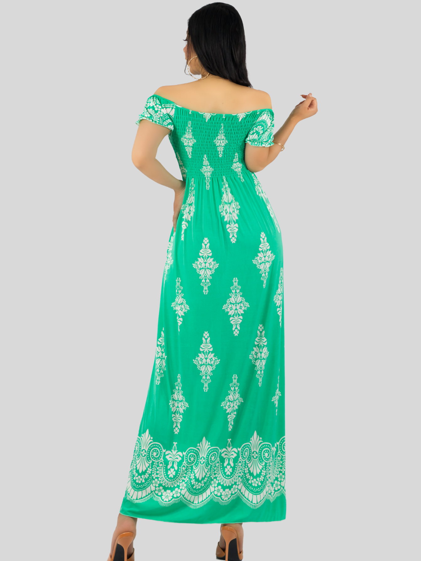 Foto 4 pulgar | Vestido Maxi Casual Mujer Largo Cómodo Ves-1024 Verde Estilo Boho