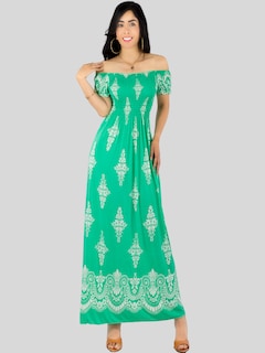Foto 4 | Vestido Maxi Casual Mujer Largo Cómodo Ves-1024 Verde Estilo Boho
