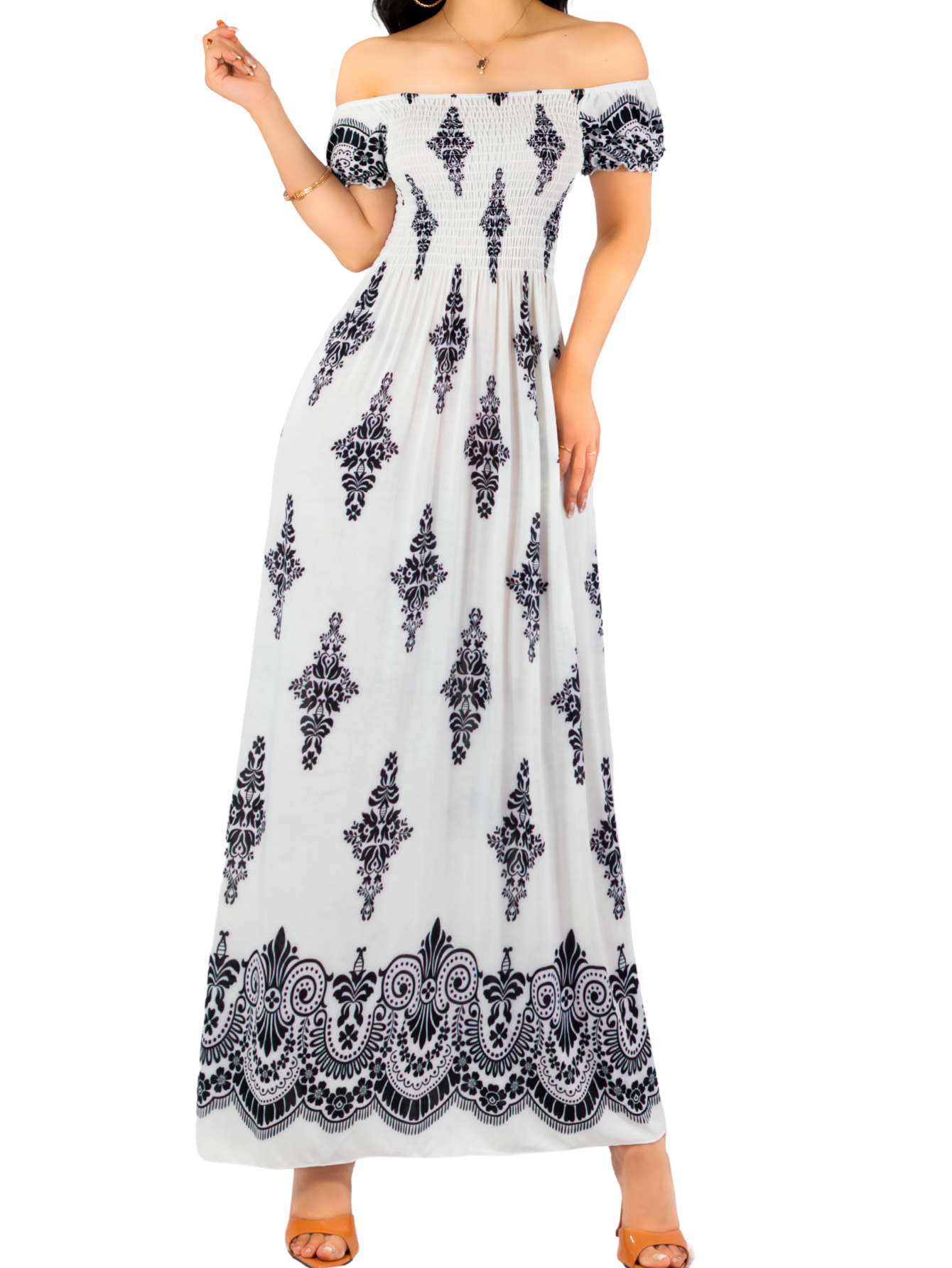 Foto 1 | Vestido Maxi Casual Mujer Largo Cómodo Ves-1024 Blanco Estilo Boho