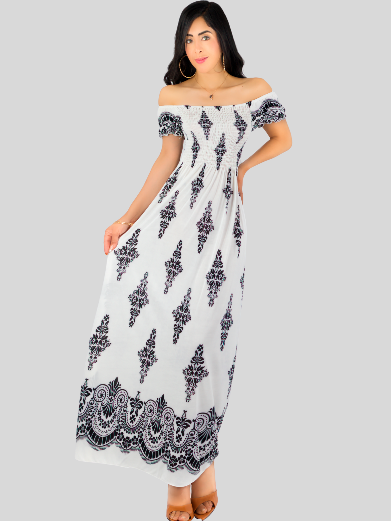 Foto 3 pulgar | Vestido Maxi Casual Mujer Largo Cómodo Ves-1024 Blanco Estilo Boho