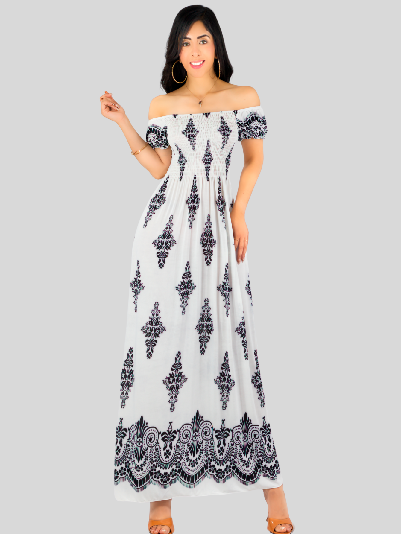 Foto 5 pulgar | Vestido Maxi Casual Mujer Largo Cómodo Ves-1024 Blanco Estilo Boho