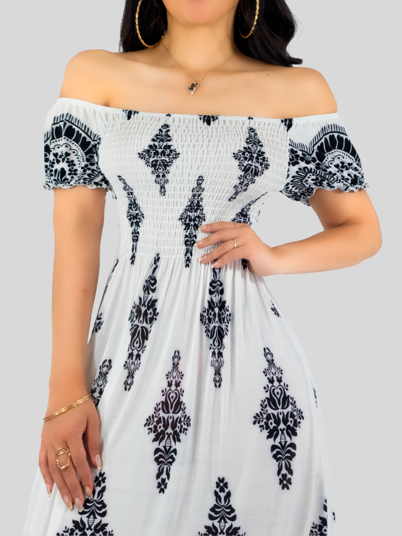 Foto 8 pulgar | Vestido Maxi Casual Mujer Largo Cómodo Ves-1024 Blanco Estilo Boho