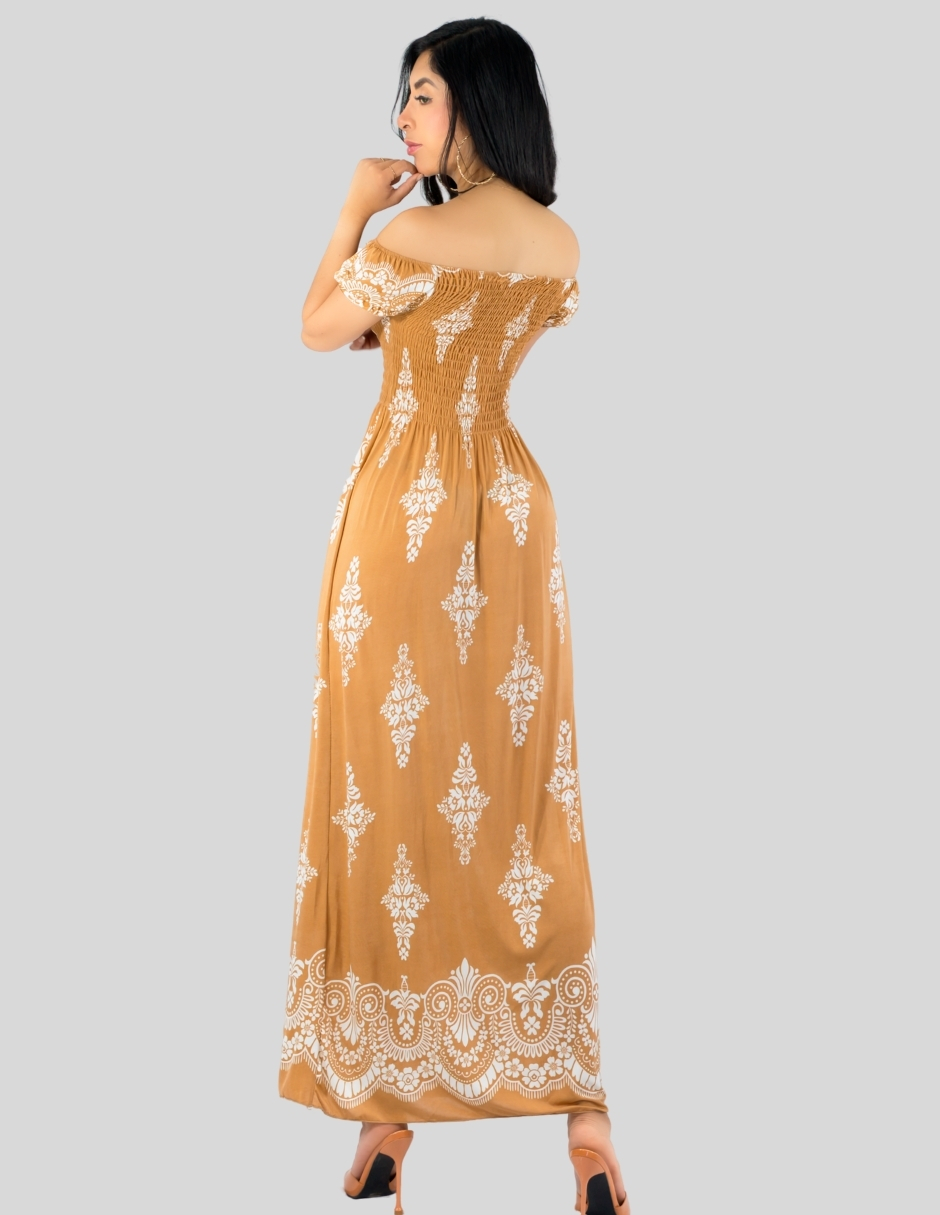 Foto 4 pulgar | Vestido Maxi Casual Mujer Largo Cómodo Ves-1024 Café Claro Estilo Boho