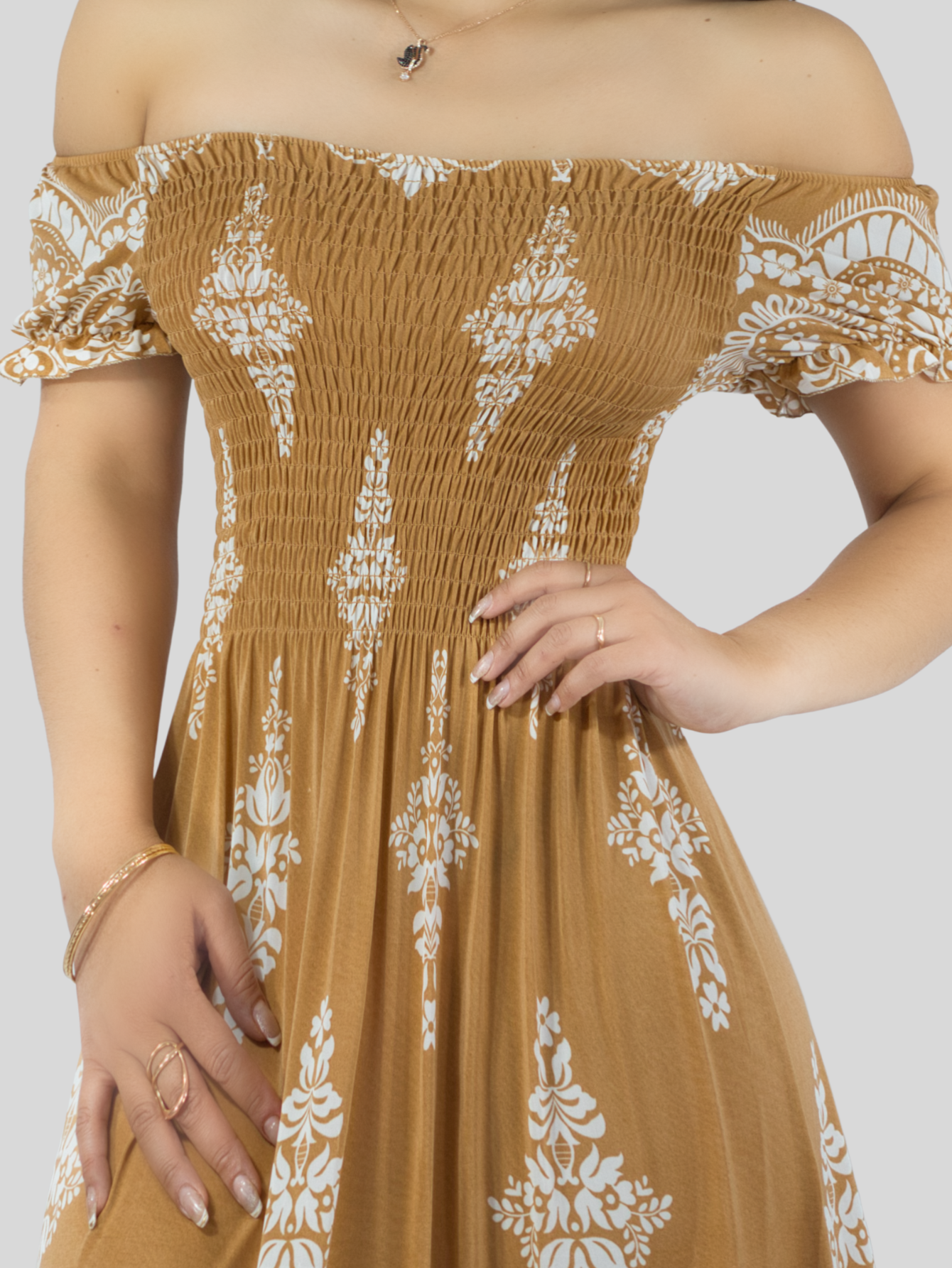 Foto 7 | Vestido Maxi Casual Mujer Largo Cómodo Ves-1024 Café Claro Estilo Boho