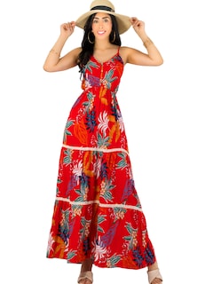Foto 1 | Vestido Maxi Casual Mujer Largo Ves-1017 Rojo Cómodo De Tirantes