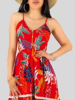 Foto 5 | Vestido Maxi Casual Mujer Largo Ves-1017 Rojo Cómodo De Tirantes
