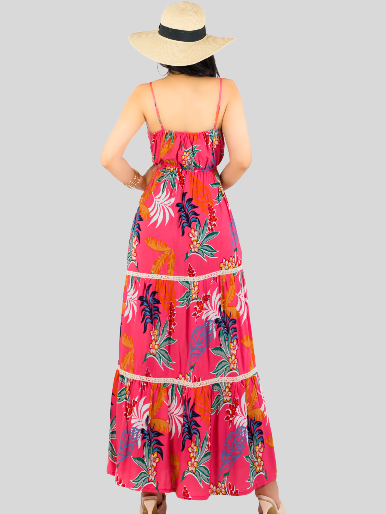Foto 4 pulgar | Vestido Maxi Casual Mujer Largo Ves-1017 Coral Cómodo De Tirantes