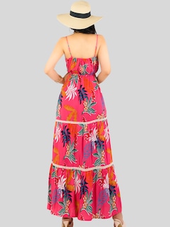 Foto 3 | Vestido Maxi Casual Mujer Largo Ves-1017 Coral Cómodo De Tirantes